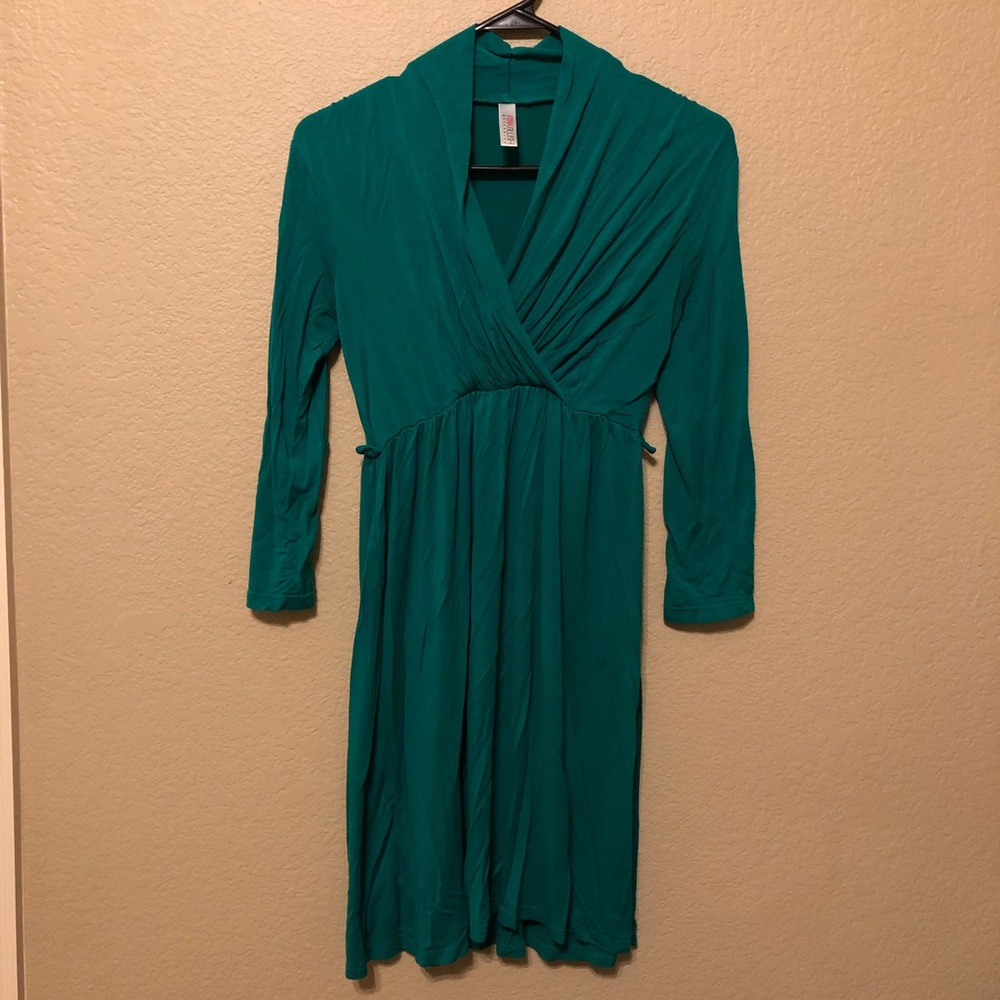 PinkBlush long sleeve green jersey dress sz s
